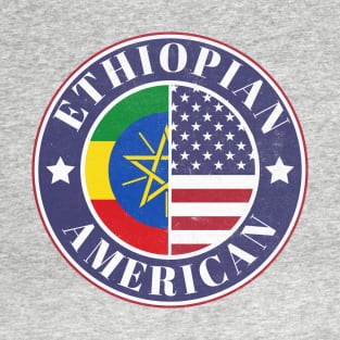 Proud Ethiopian-American Badge - Ethiopia Flag T-Shirt